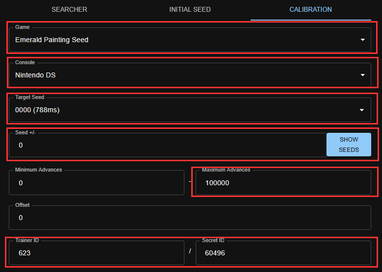 First half my setup for the Ten Lines calibration Tab