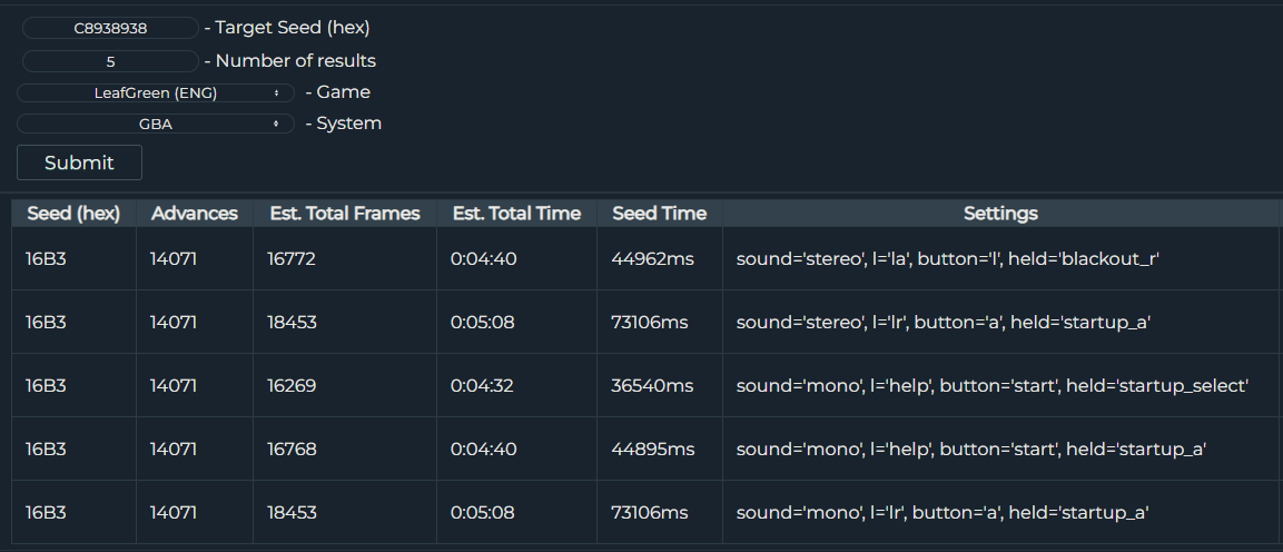 Second results ten lines