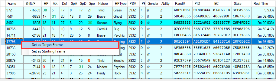 Set target frame 3dsrngtool