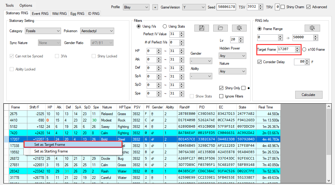 Set target frame in 3DSRNGTool