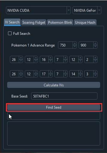 Find seed after range is input