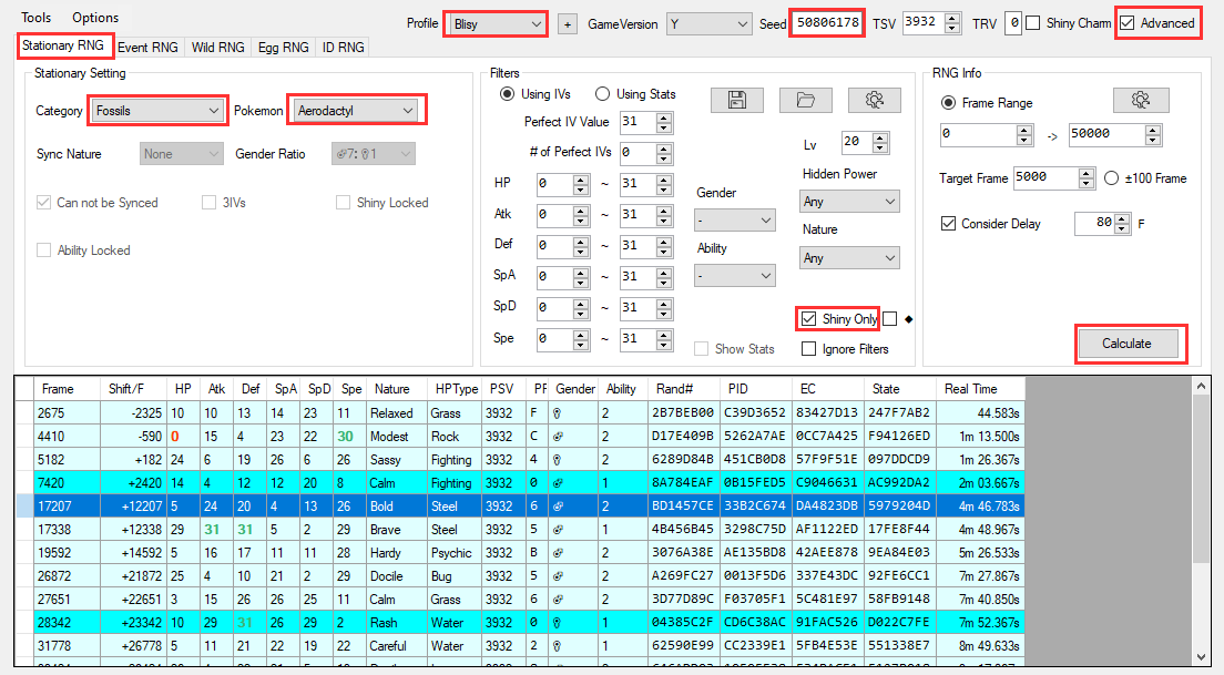 3DSRNGTool settings filled out