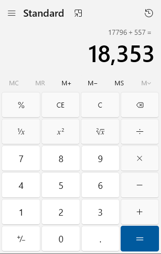 Adding 557 to my target