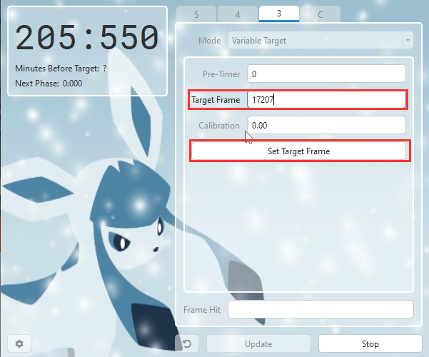 Set target frame in EonTimer